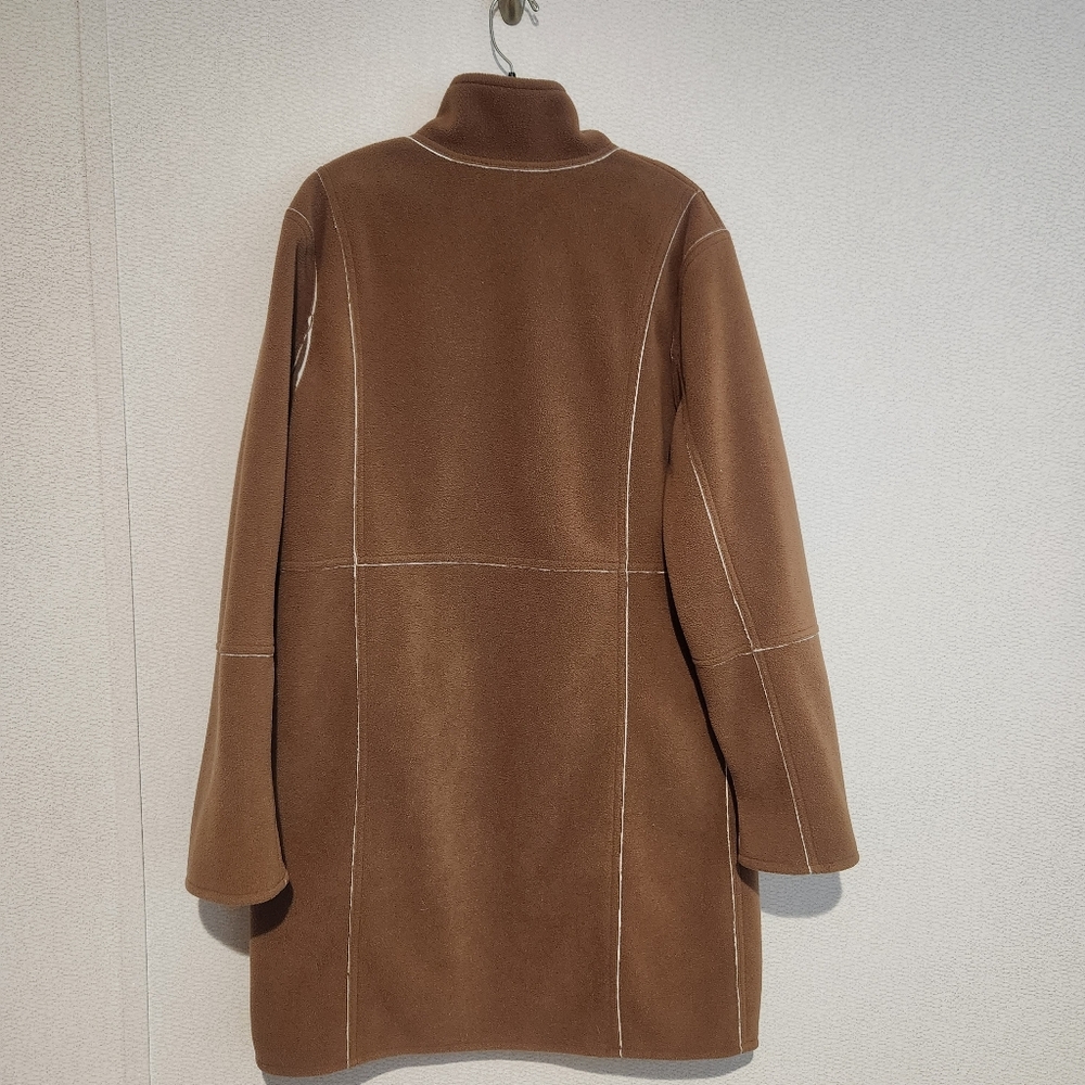 Susan Graver Reversible Fleece Lkng Coat Medium Knee Length - Picture 5 of 8